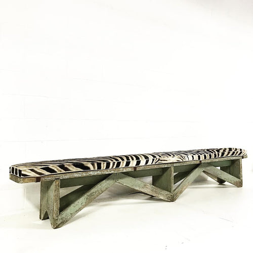 Farmhouse Bench with Zebra Cushion - FORSYTH