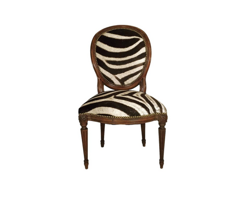 Louis XVI Style Side Chair in Zebra Hide - FORSYTH