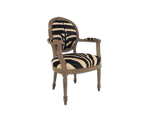 Louis XVI Style Armchair in Zebra Hide - FORSYTH