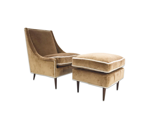 Lounge Chair and Ottoman in Ralph Lauren Linen Velvet - FORSYTH