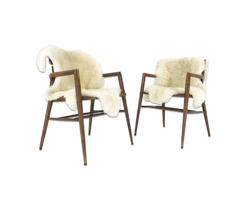 Captain Chairs with Brazilian Sheepskins, pair - FORSYTH