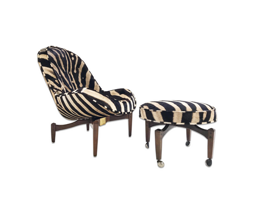 Lounge Chair with Ottoman in Zebra Hide - FORSYTH