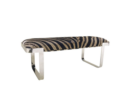 Chrome Bench in Zebra Hide - FORSYTH