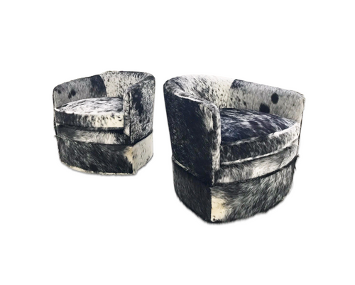 Wheeled Slipper Chairs in Brazilian Cowhide, pair - FORSYTH