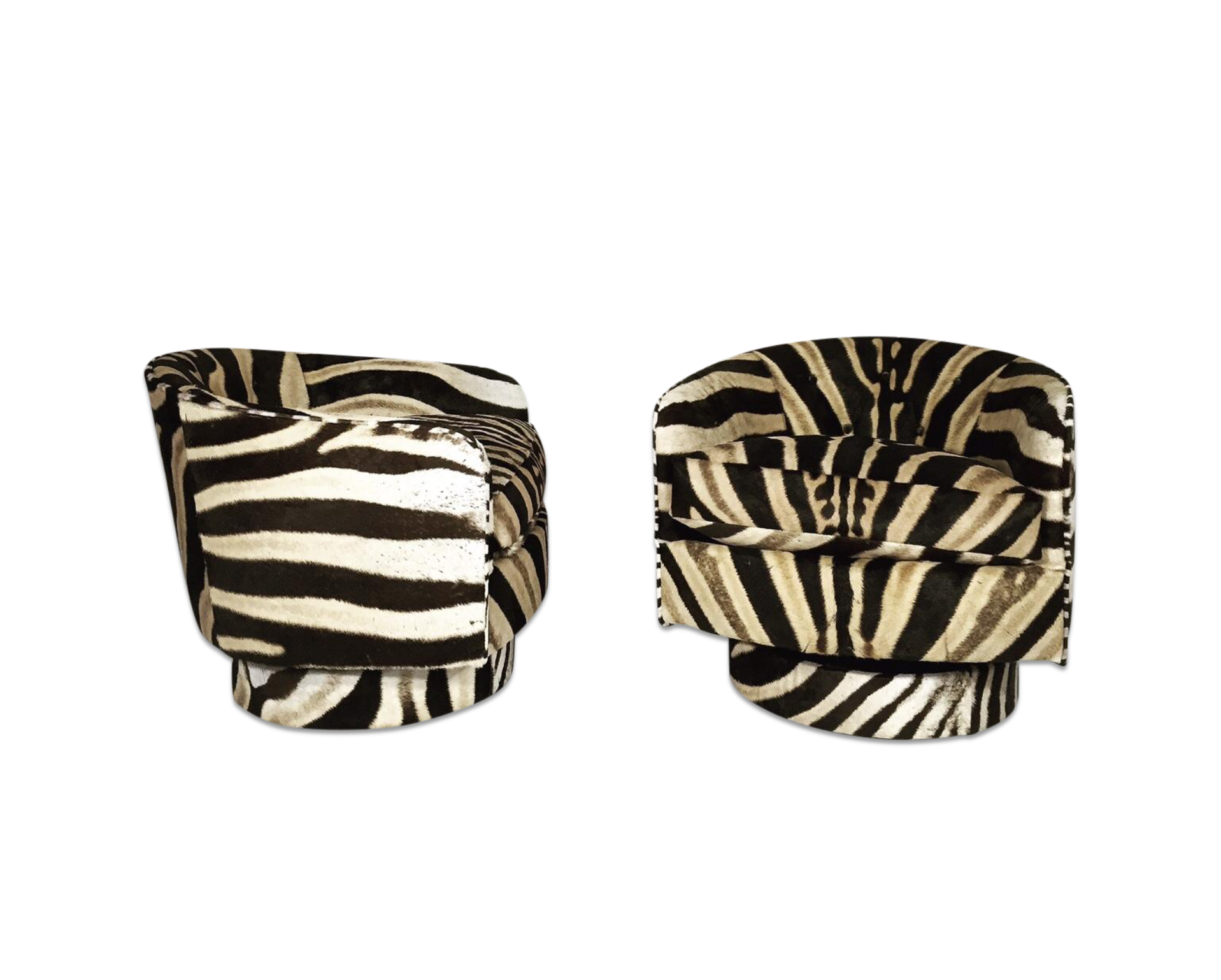 Swivel Tilt Club Chairs in Zebra Hide, pair - FORSYTH