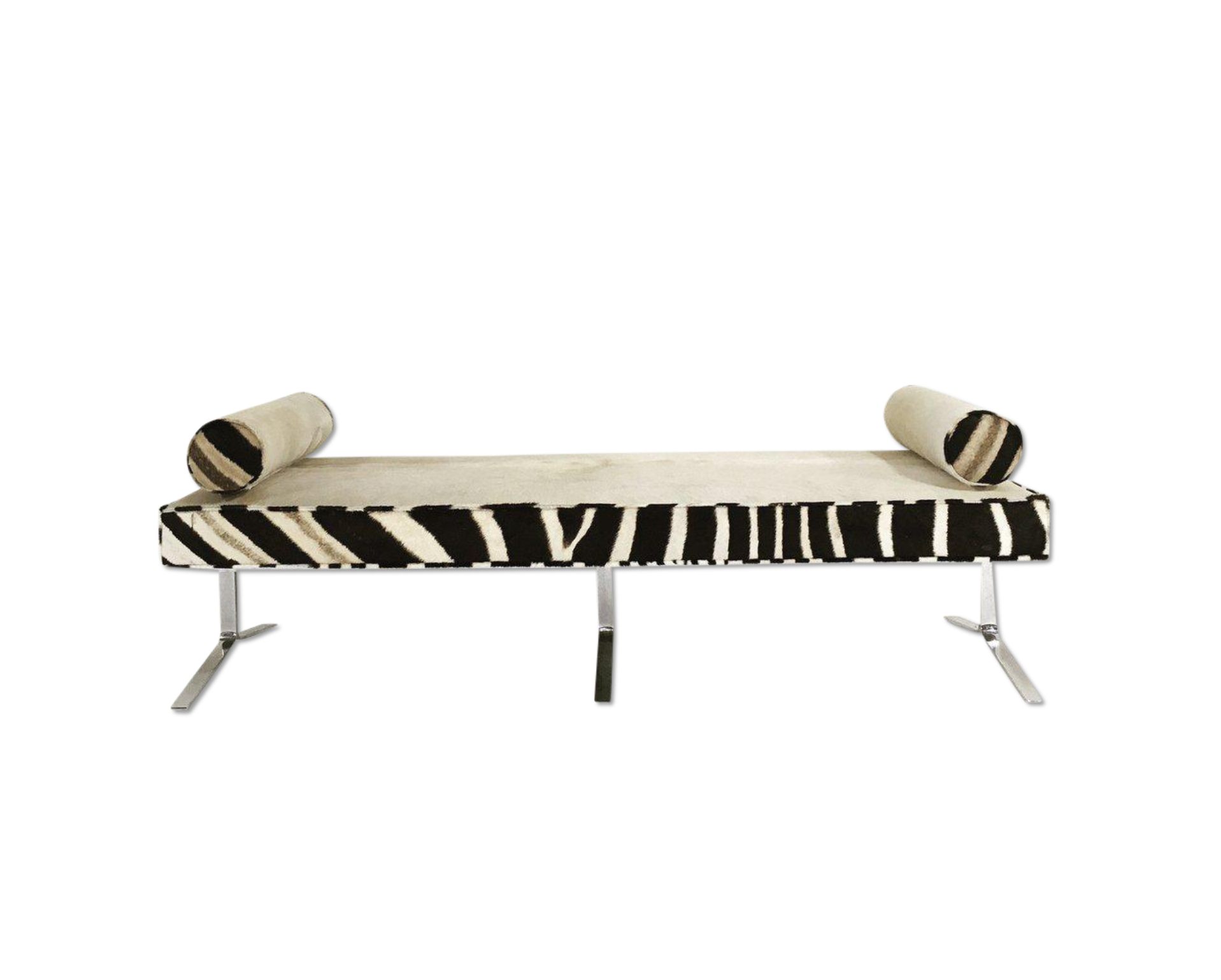 Chrome Bench in Brazilian Cowhide and Zebra Hide - FORSYTH