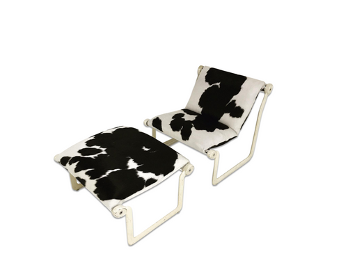 Chair & Ottoman in Brazilian Cowhide - FORSYTH