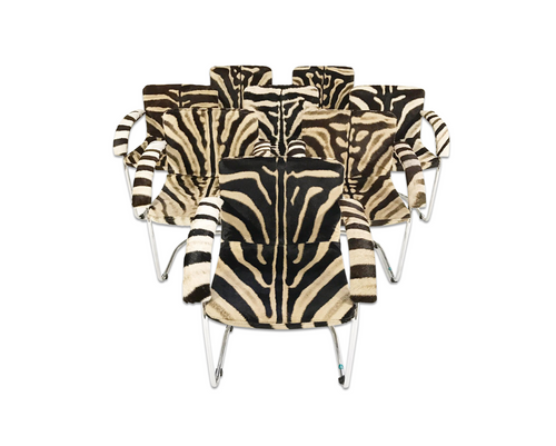 Lens Dining Chairs in Zebra Hide, set of 8 - FORSYTH