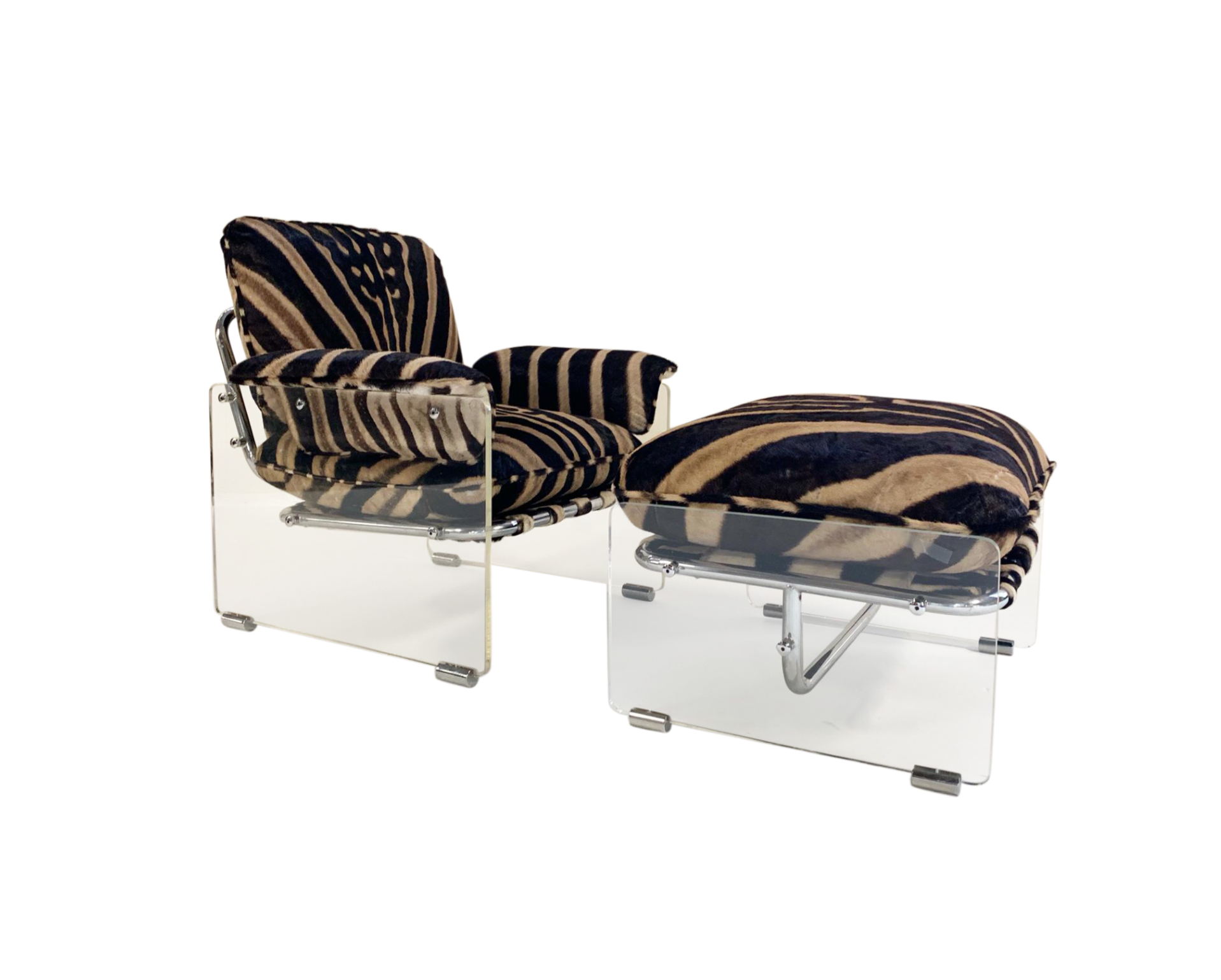 Argenta Lounge Chair and Ottoman in Zebra Hide - FORSYTH
