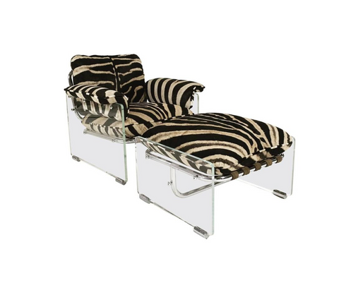 Argenta Lounge Chair and Ottoman in Zebra Hide - FORSYTH