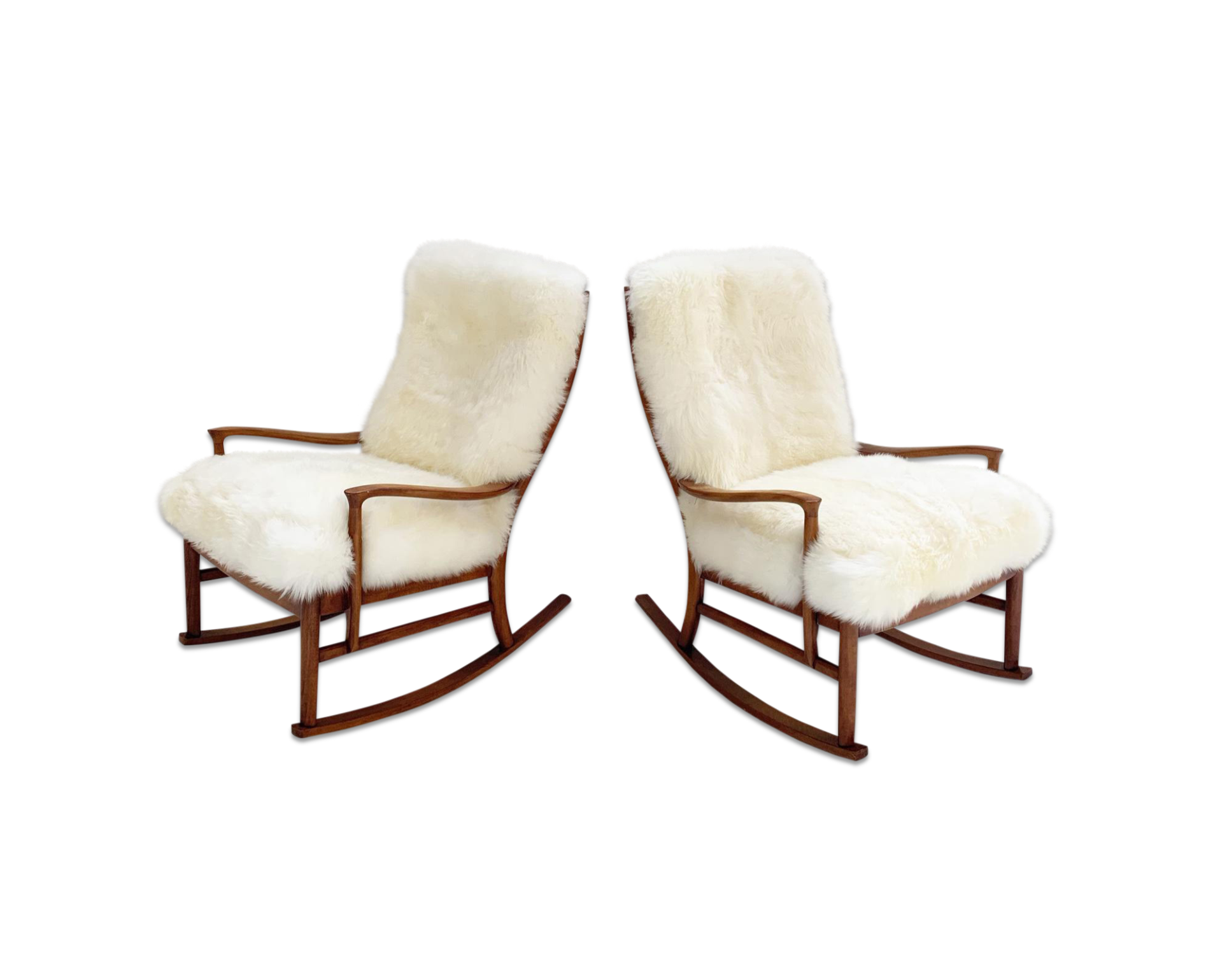 Rocking Chairs with Sheepskin Cushions, pair - FORSYTH