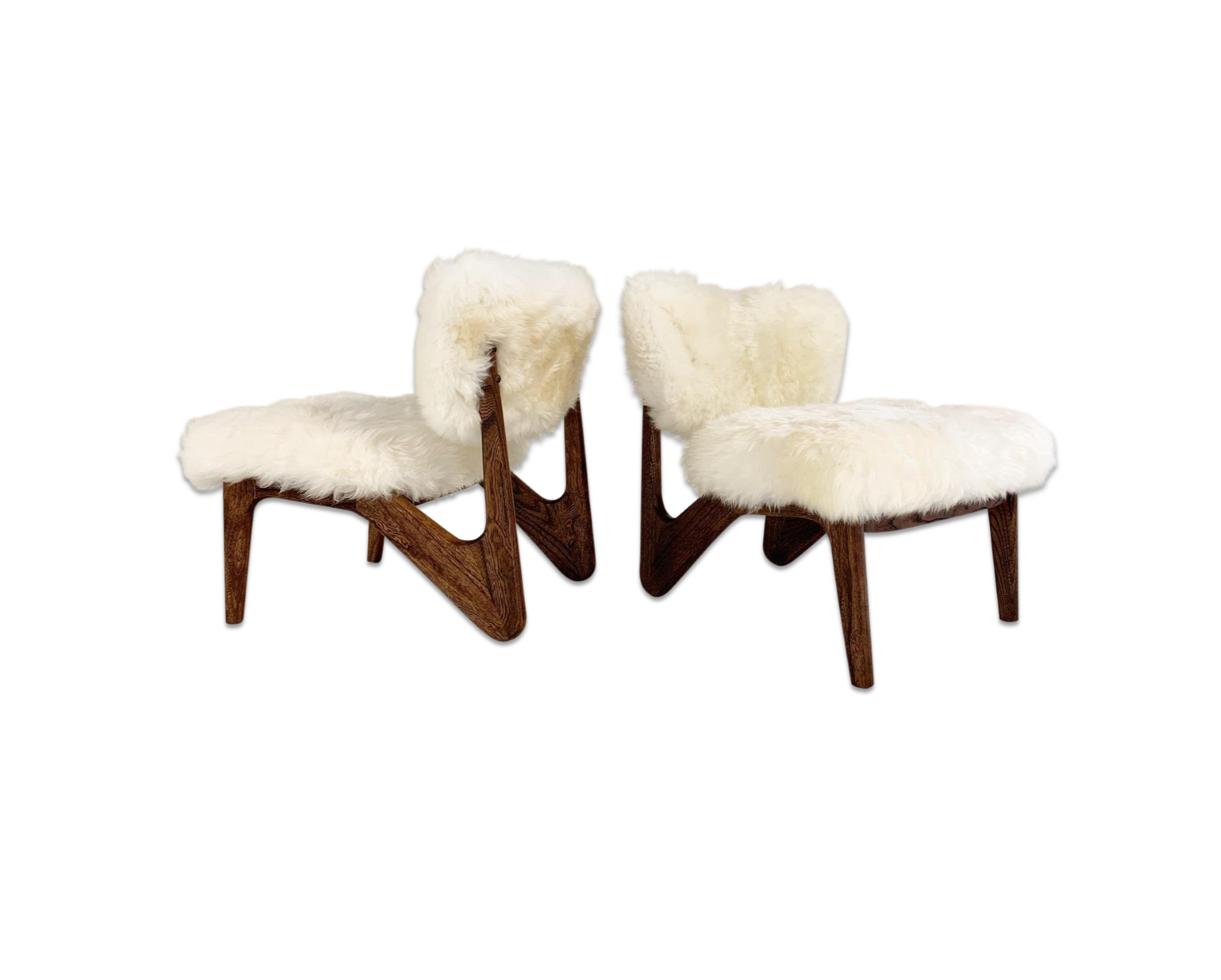 Sculptural Chairs in Brazilian Sheepskin, pair - FORSYTH