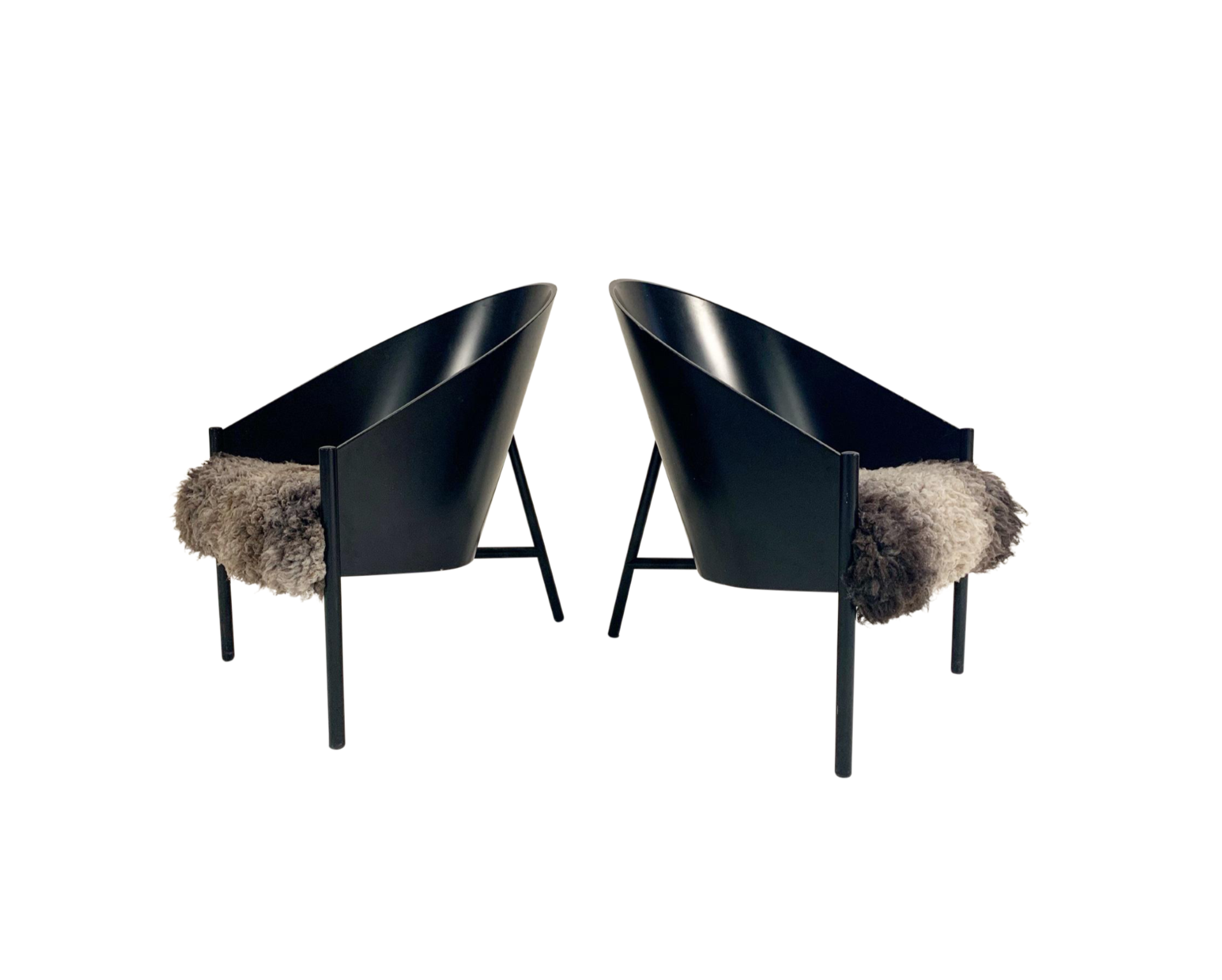 Pratfall Lounge Chairs in California Sheepskin, pair - FORSYTH