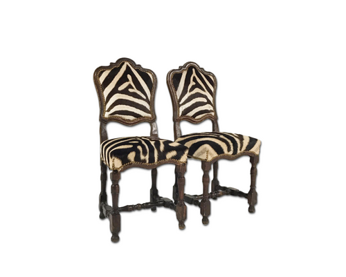 Side Chairs from Portugal in Zebra Hide, pair - FORSYTH