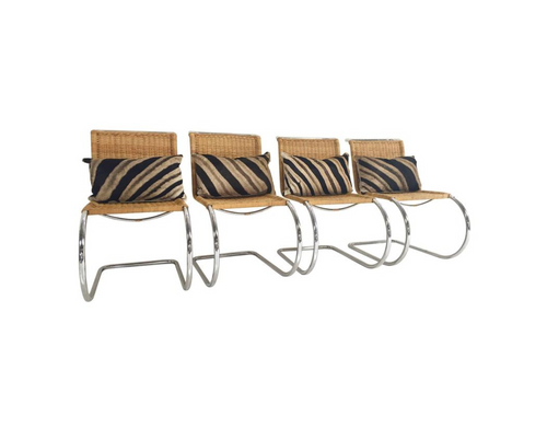 MR 10 Side Chairs with Zebra Hide Pillows, set of 4 - FORSYTH