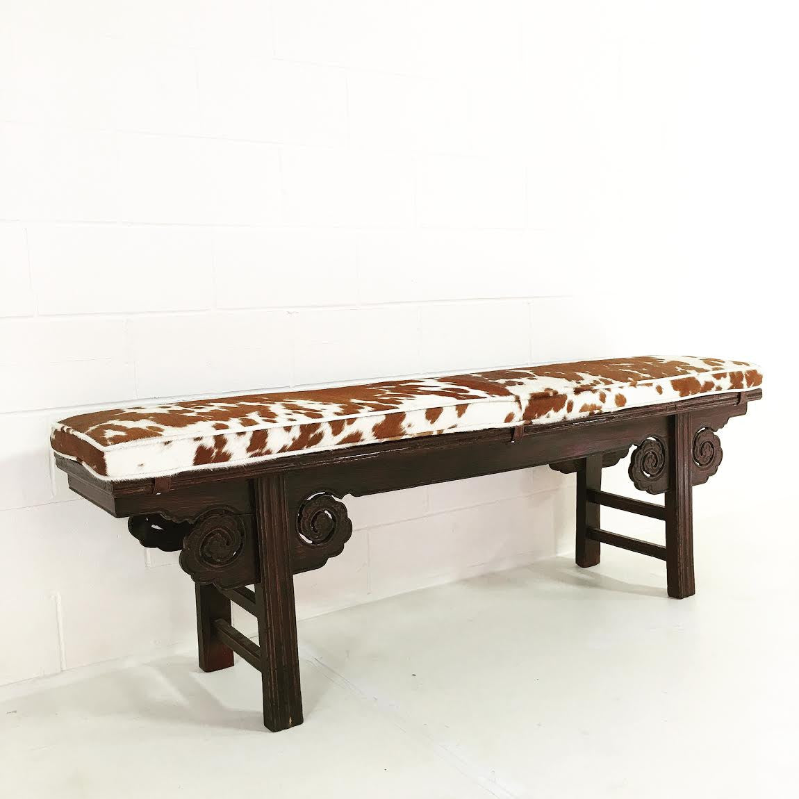 Chinese Bench with Brazilian Cowhide Cushion - FORSYTH