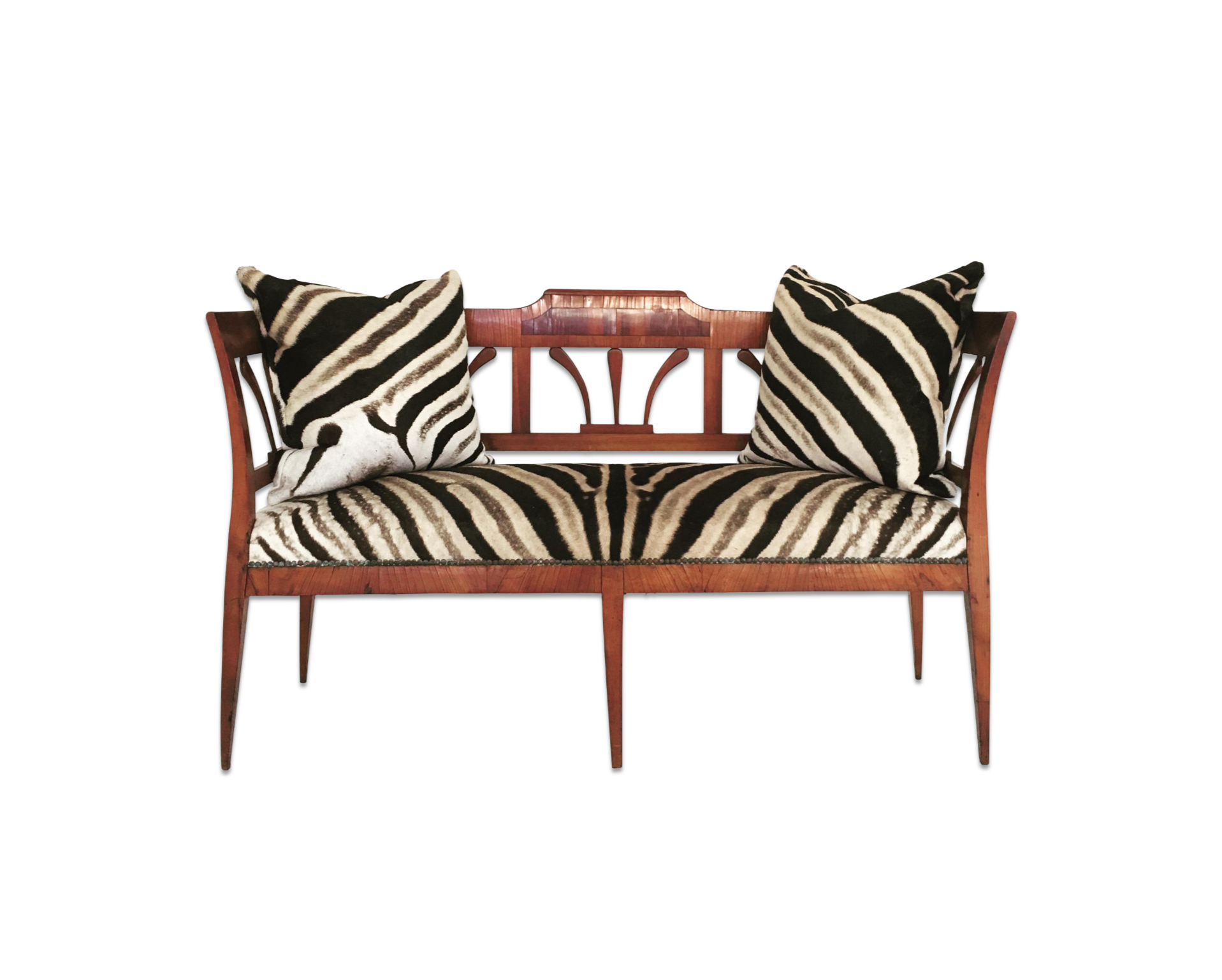 Fruitwood & Rosewood Settee in Zebra Hide - FORSYTH