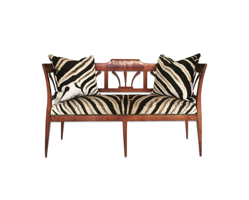 Fruitwood & Rosewood Settee in Zebra Hide - FORSYTH