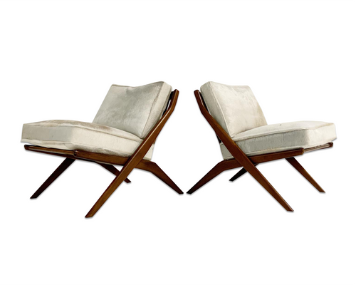 Scissor Chairs with Brazilian Cowhide Cushions, pair - FORSYTH