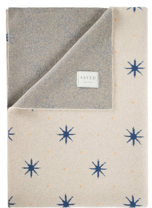 Stars Blue Cashmere Blanket