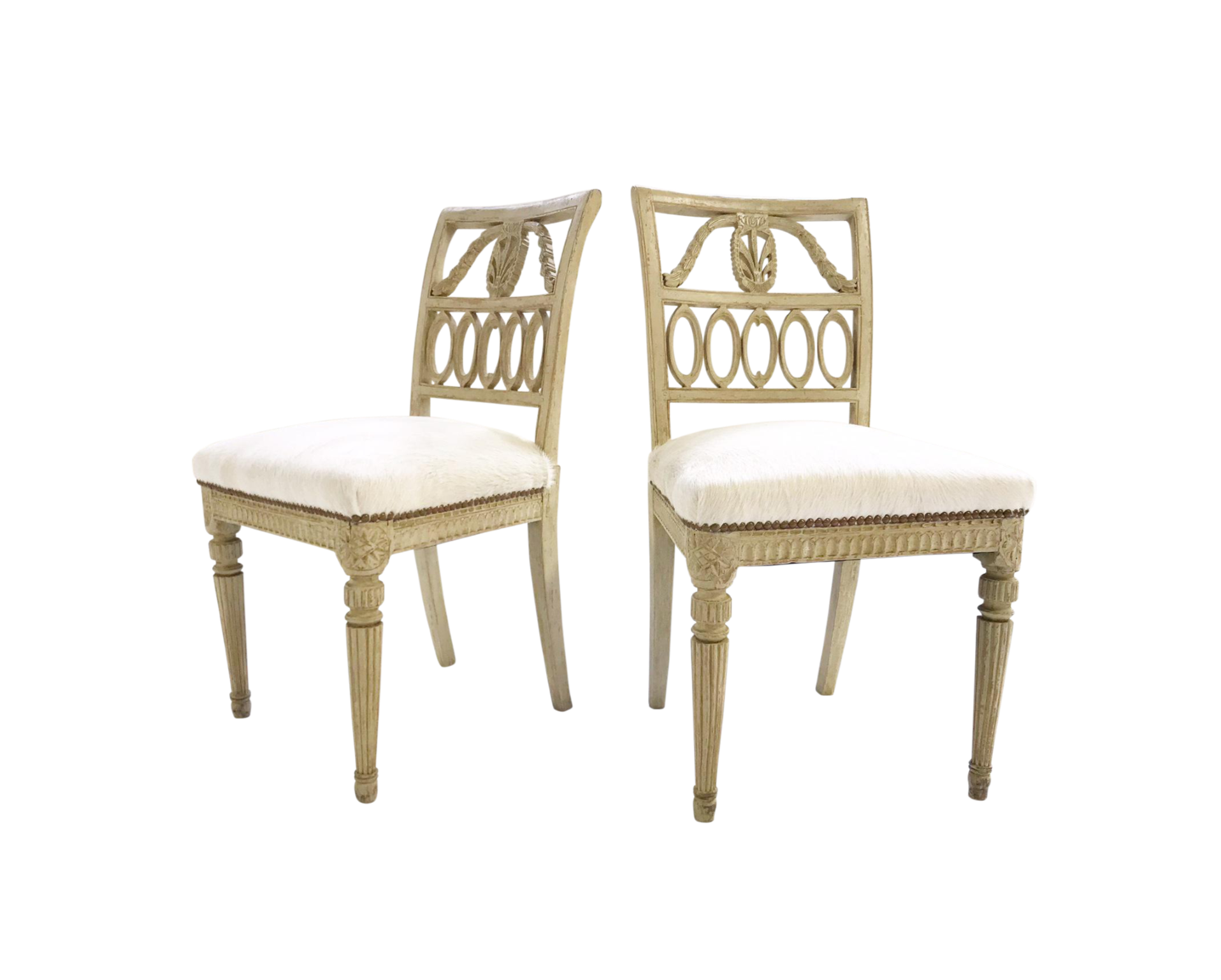 Antique Swedish Chairs in Brazilian Cowhide, Pair - FORSYTH