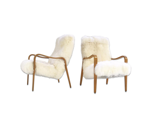 Bentwood Chairs in New Zealand Sheepskin, pair - FORSYTH