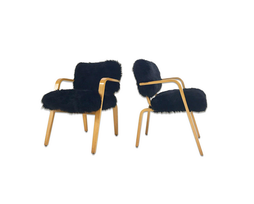 Armchairs in New Zealand Sheepskin, pair - FORSYTH