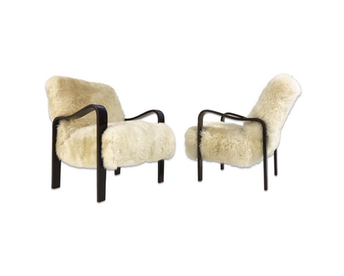 Armchairs in Brazilian Sheepskin, pair - FORSYTH