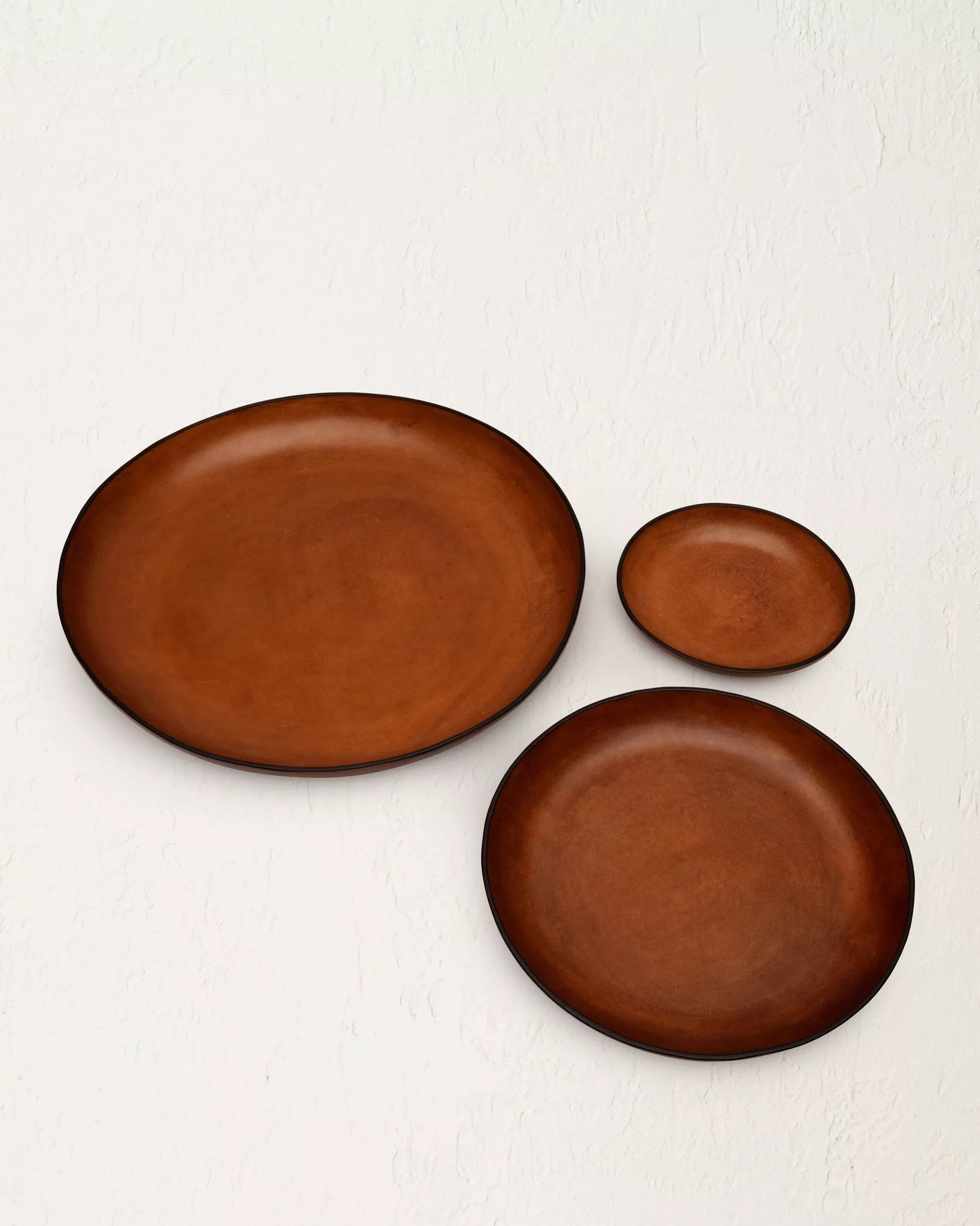 The Tray Set in Molded Leather - Cognac