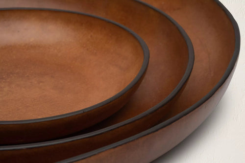The Tray Set in Molded Leather - Cognac