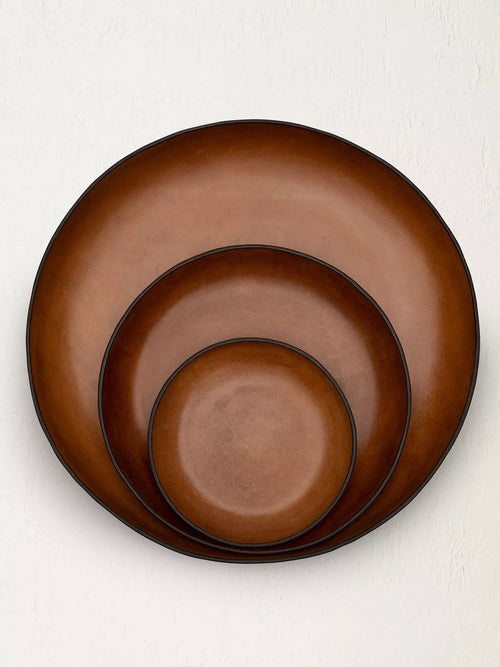 The Tray Set in Molded Leather - Cognac