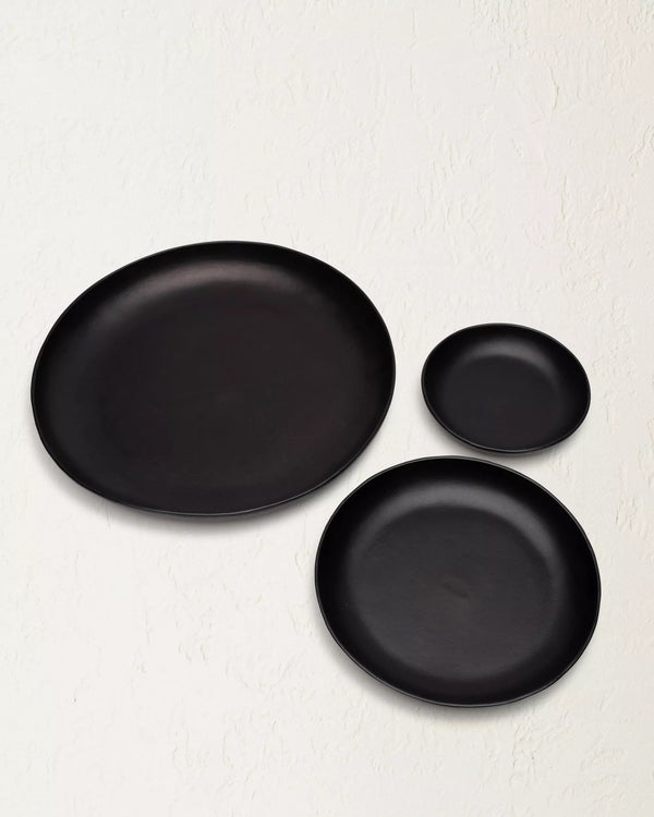 The Tray Set in Molded Leather - Black
