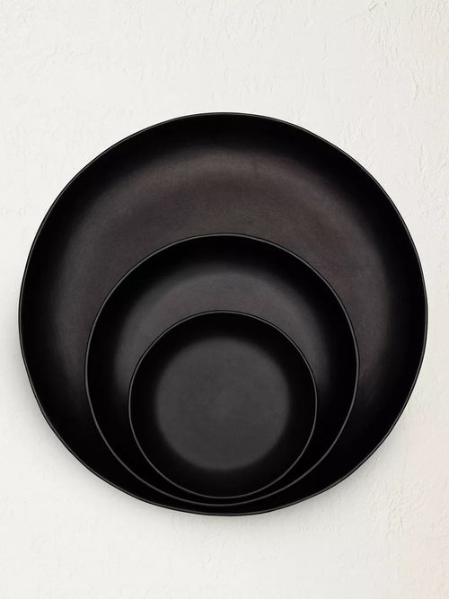 The Tray Set in Molded Leather - Black