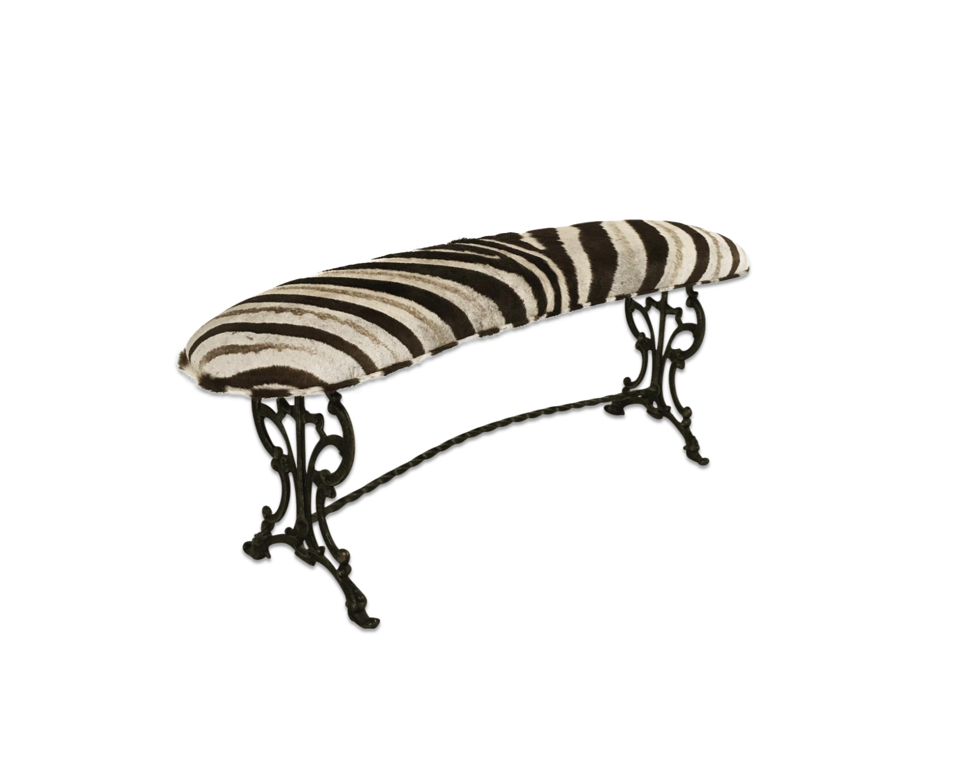 Victorian Iron Bench in Zebra Hide - FORSYTH
