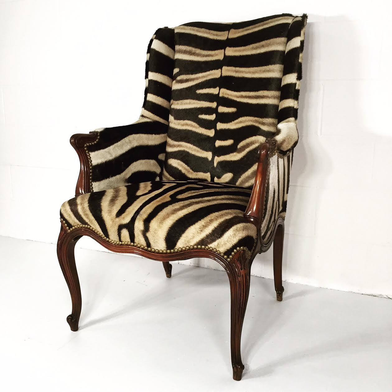 English Wingback in Zebra Hide - FORSYTH