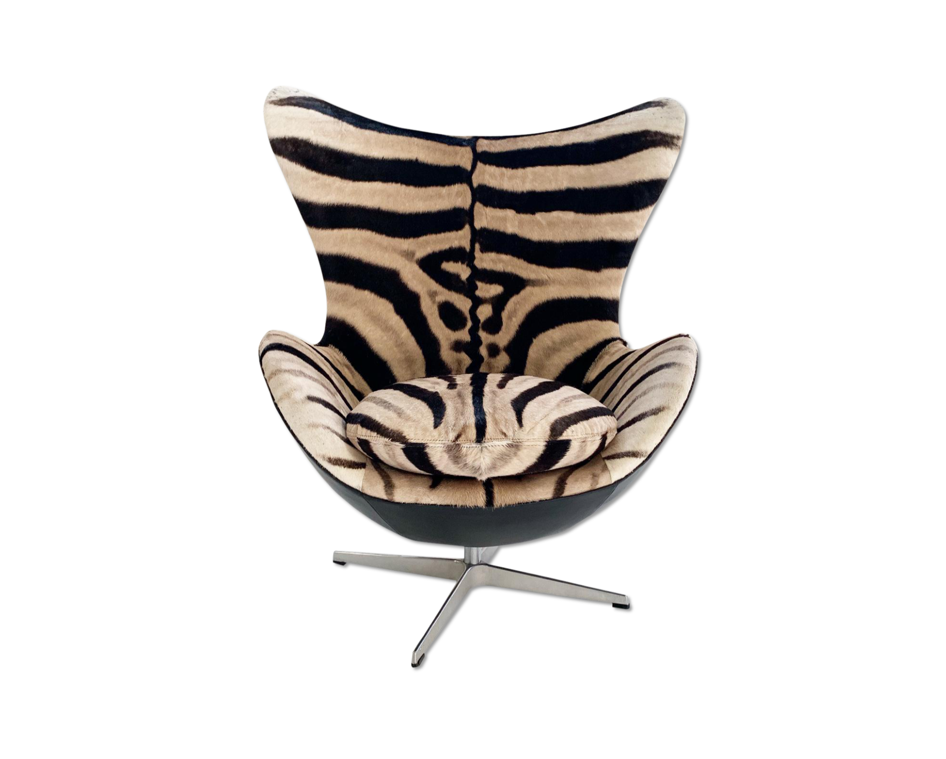 Egg Chair in Zebra Hide and Leather - FORSYTH