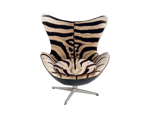 Egg Chair in Zebra Hide and Leather - FORSYTH