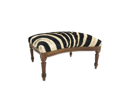 Large Ottoman in Zebra Hide - FORSYTH